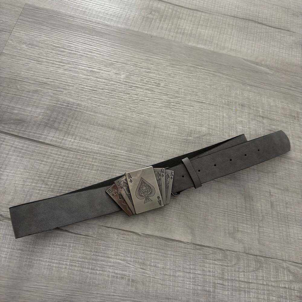 Poker Card Themed Buckle Faux Leather Belt